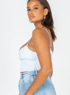Princess Polly Old School Love Crop Top Blue Cheap