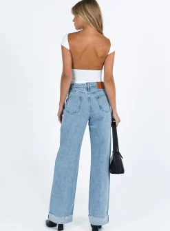 Princess Polly Ollie Straight Leg Jean Mid Wash Denim Fashion