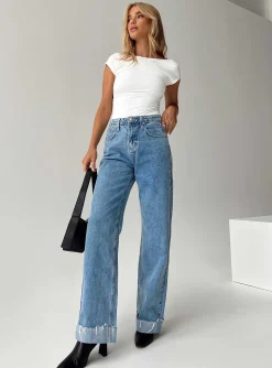 Princess Polly Ollie Straight Leg Jean Mid Wash Denim Fashion