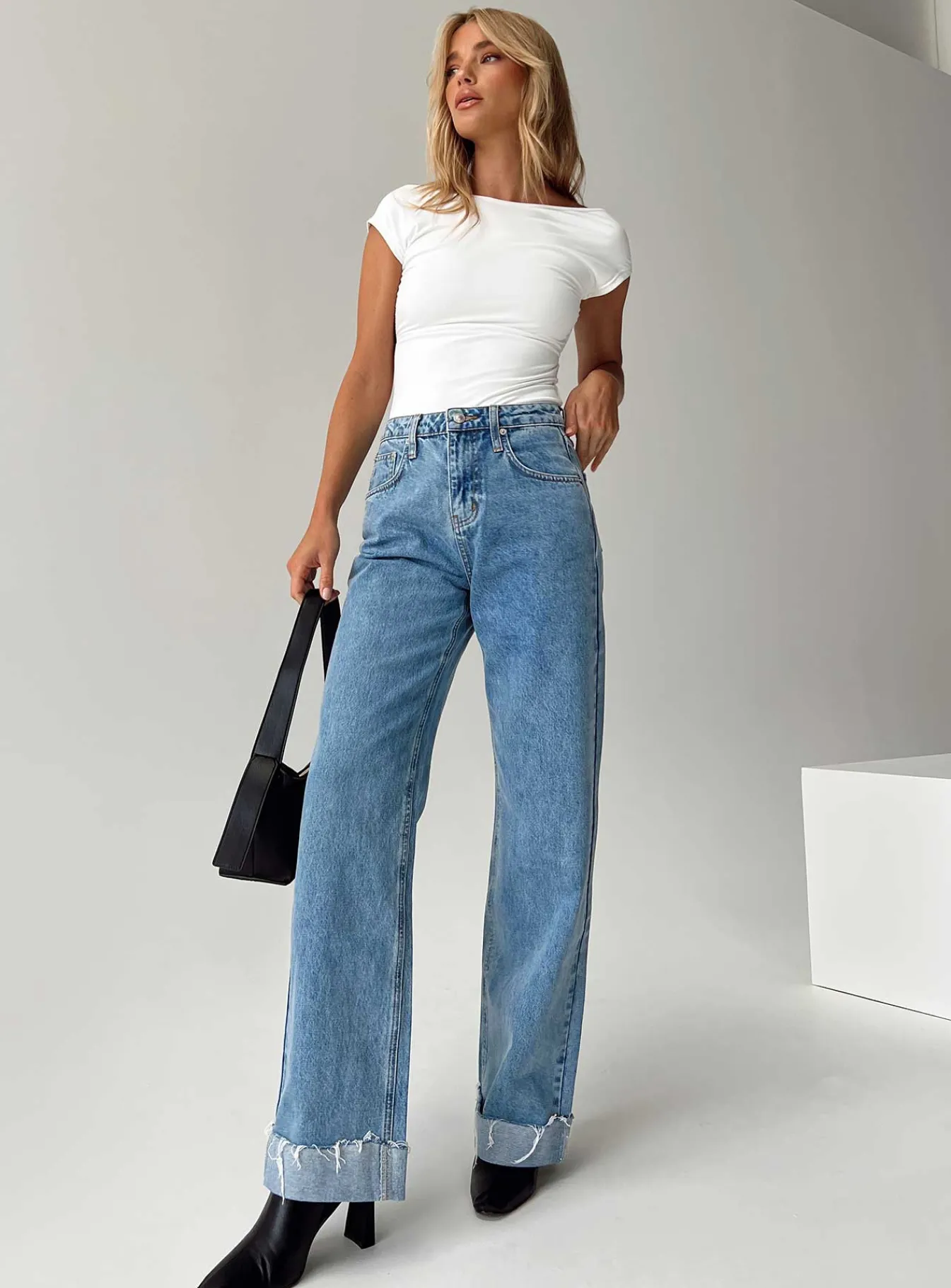 Princess Polly Ollie Straight Leg Jean Mid Wash Denim Fashion