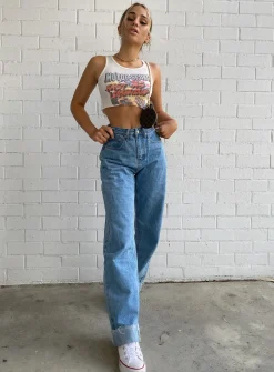 Princess Polly Ollie Straight Leg Jean Mid Wash Denim Fashion