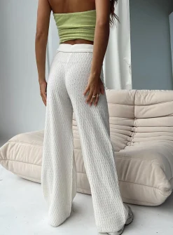 Princess Polly Omari Knit Pants  White Shop