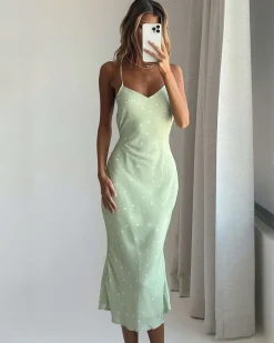Princess Polly On Cloud Nine Midi Dress  Green Outlet