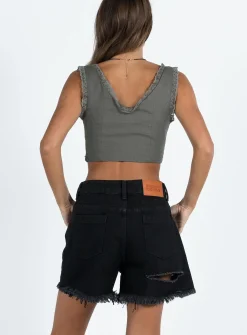 Princess Polly On Tour Denim Mom Shorts Black Store