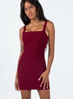 Princess Polly Ophia Mini Dress  Burgundy Sale