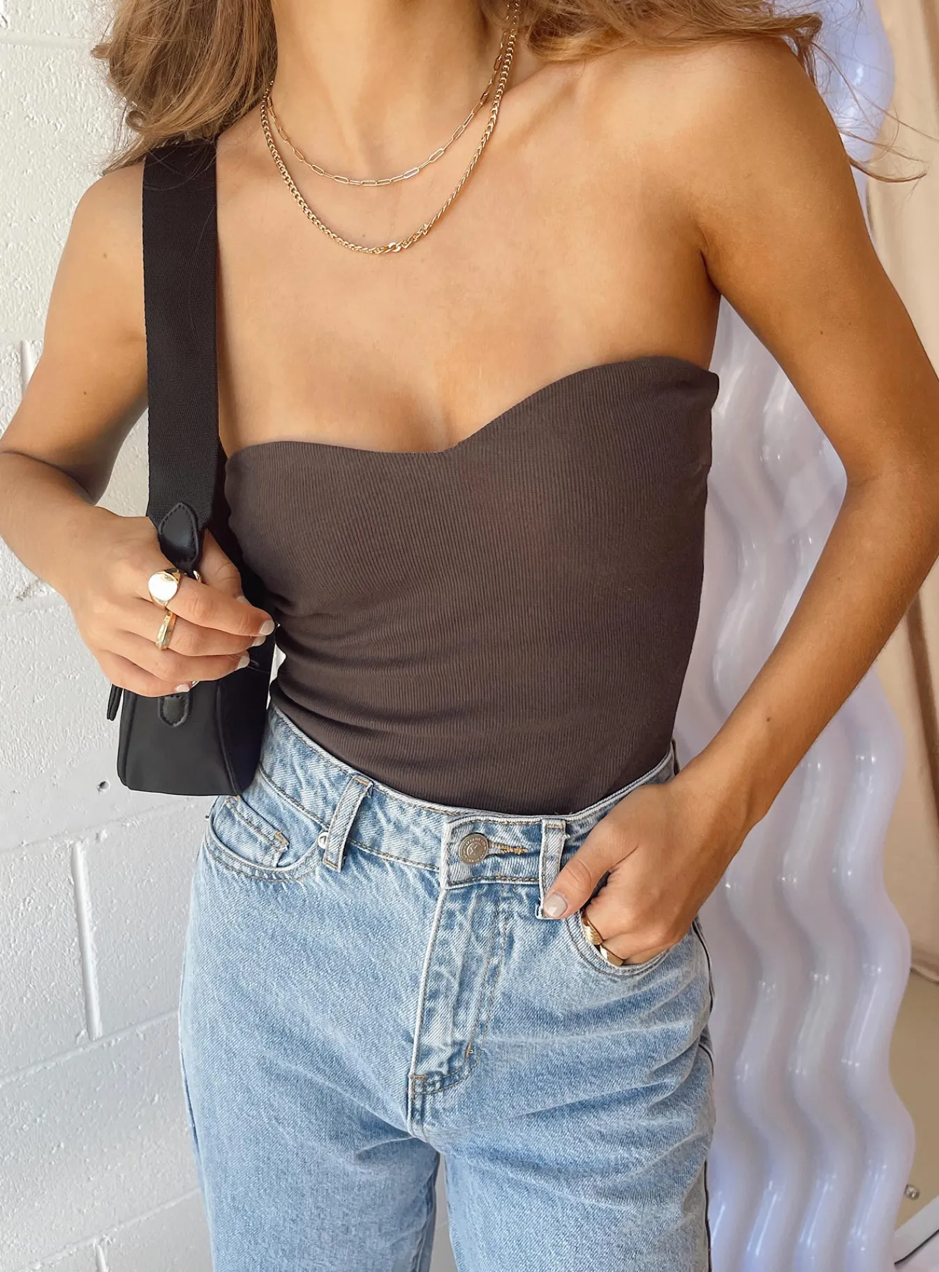 Princess Polly Organic Aston Strapless Bodysuit Brown Cheap