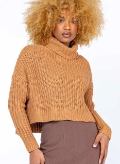 Princess Polly Organic Cotton Albie Turtleneck Sweater Tan   Brown Fashion