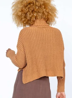 Princess Polly Organic Cotton Albie Turtleneck Sweater Tan   Brown Fashion