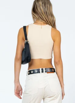 Princess Polly Organic Kallen Top Beige Clearance