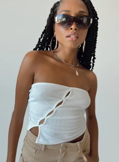 Princess Polly Organic Lorein Strapless Top  White Hot