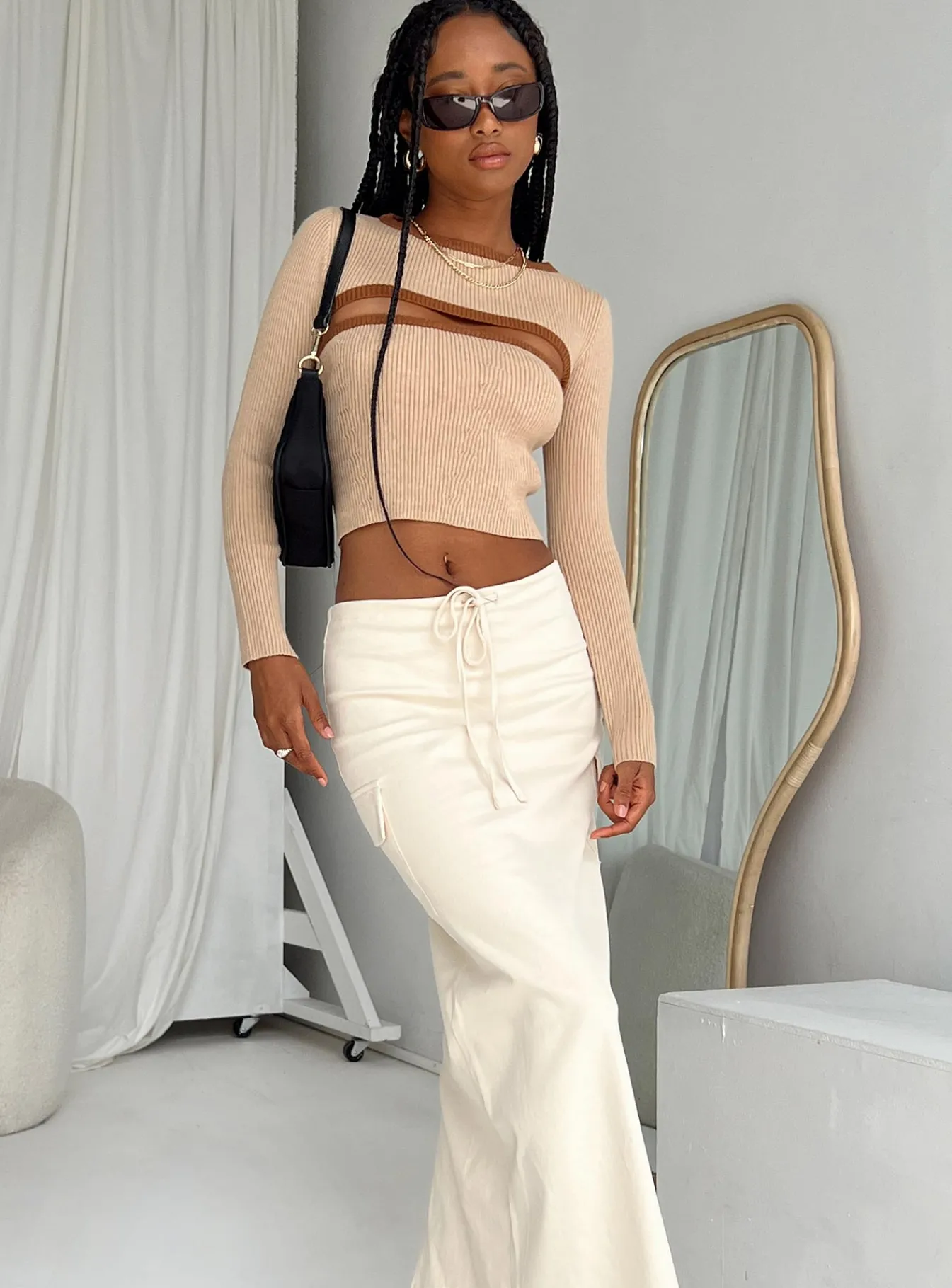 Princess Polly Orsette Two Piece Knit Top Beige Online
