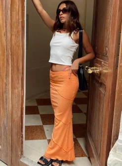 Princess Polly Oscar Maxi Skirt  Orange Flash Sale