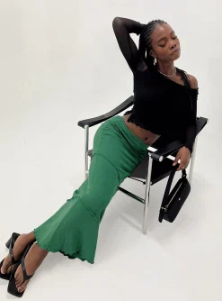 Princess Polly Oscar Maxi Skirt Dark  Green Flash Sale