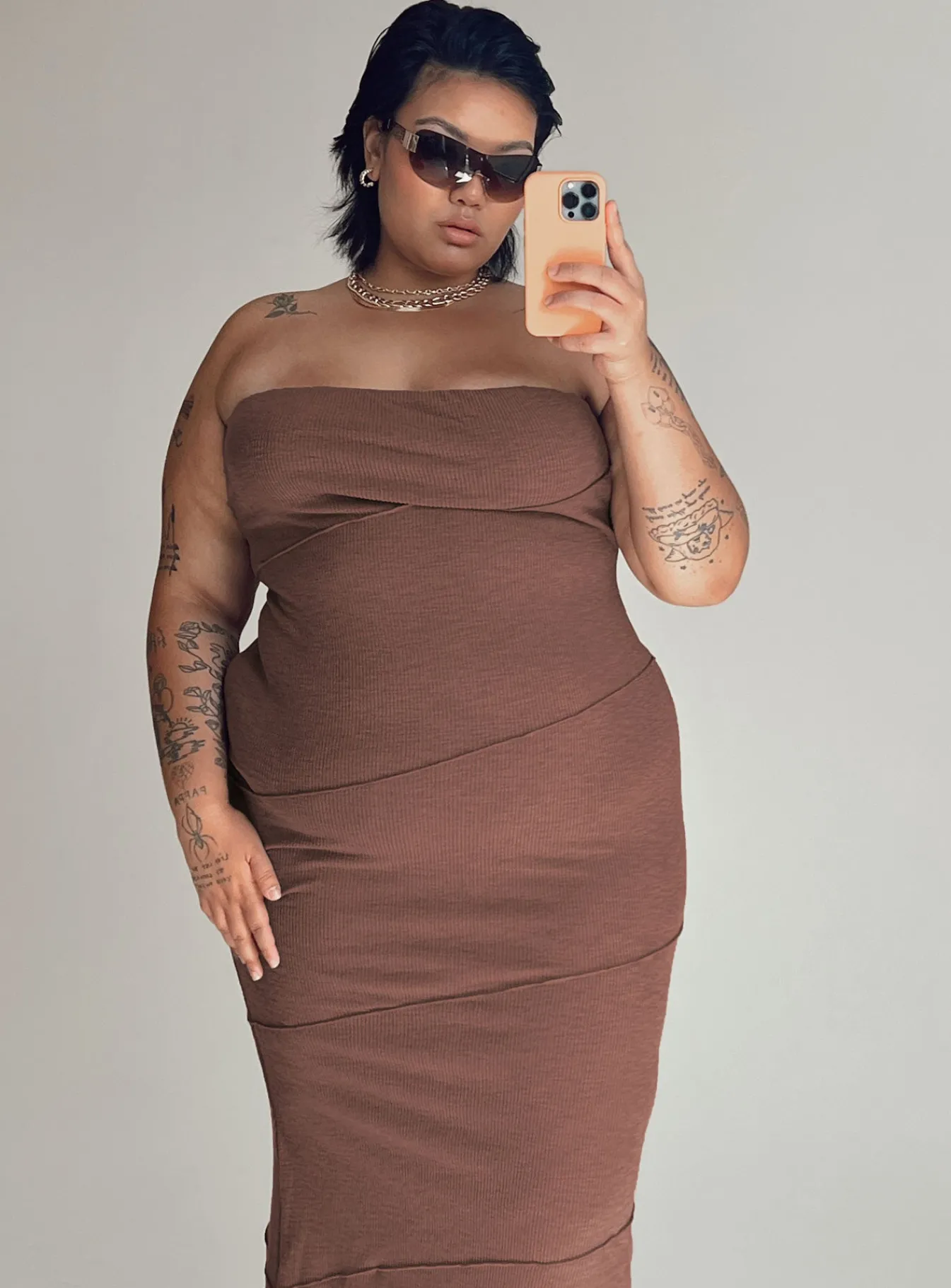 Princess Polly Oscar Midi Dresscurve Brown Clearance