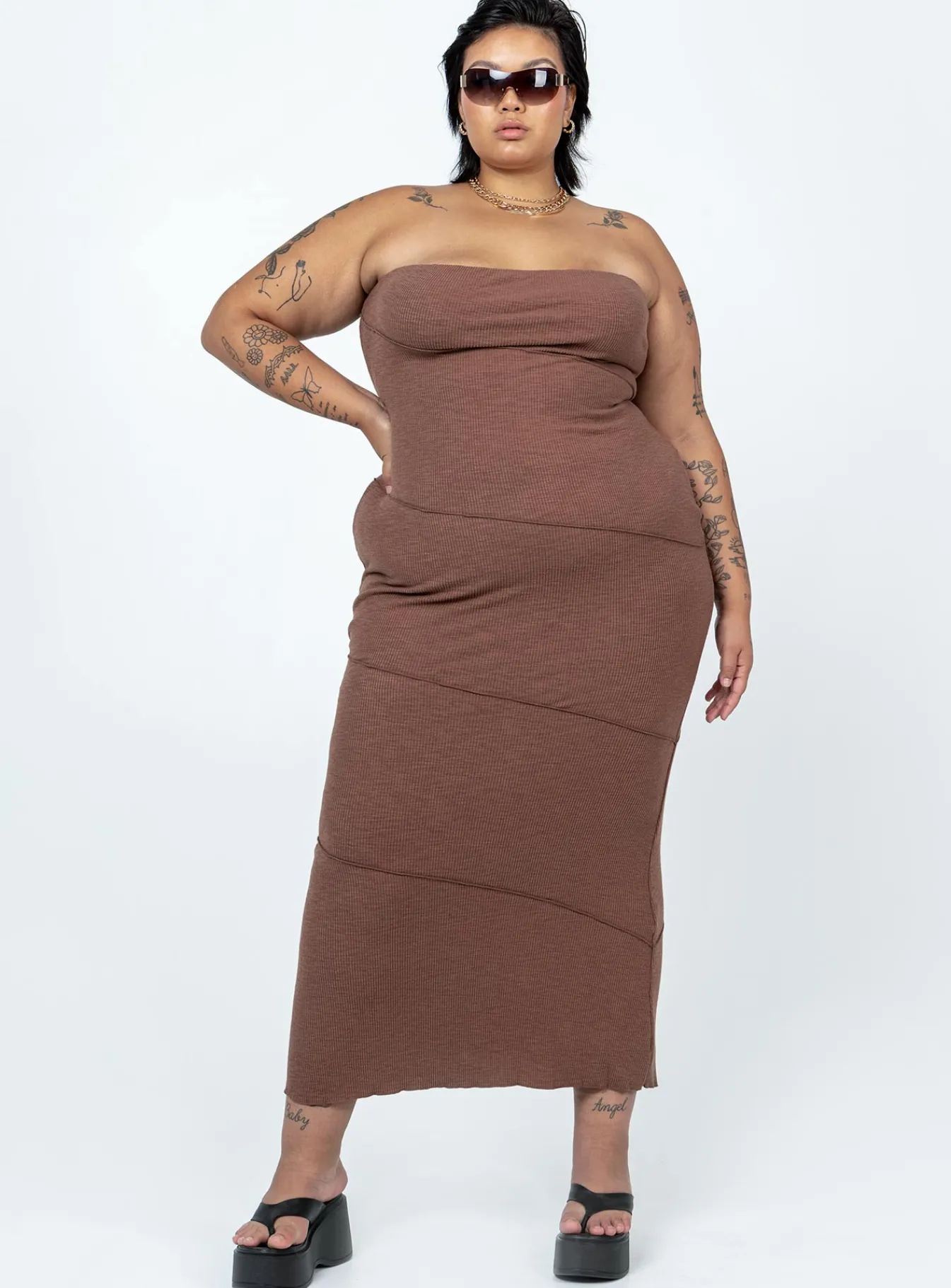 Princess Polly Oscar Midi Dresscurve Brown Clearance