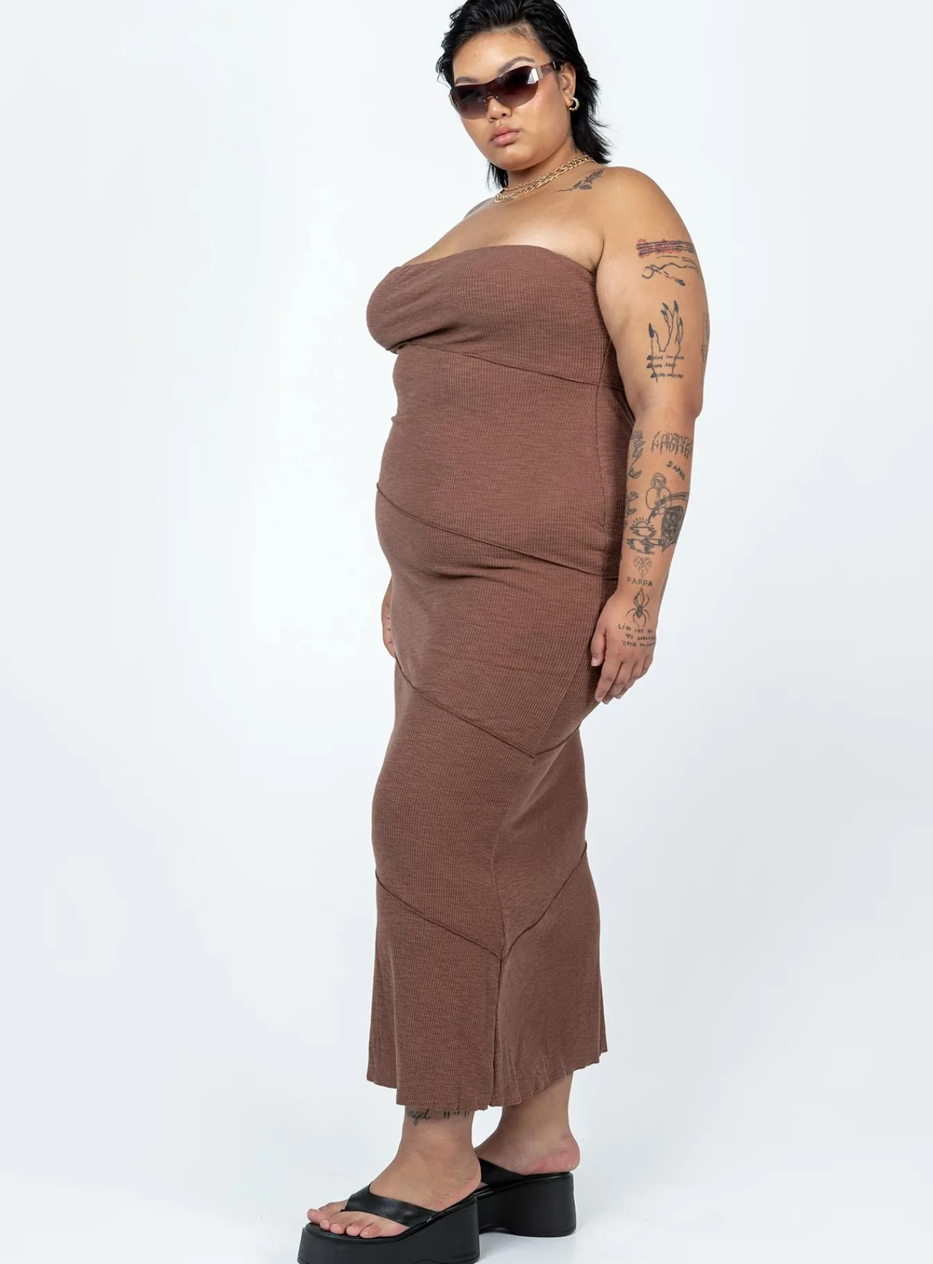 Princess Polly Oscar Midi Dresscurve Brown Clearance