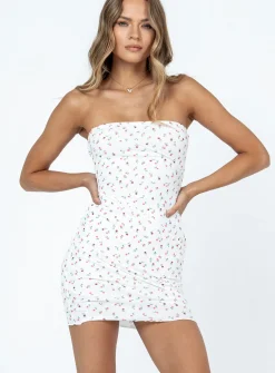 Princess Polly Oscar Mini Dressfloral   White Clearance