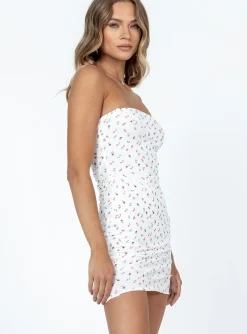 Princess Polly Oscar Mini Dressfloral   White Clearance
