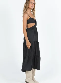 Princess Polly Oswell Maxi Dress  Black New