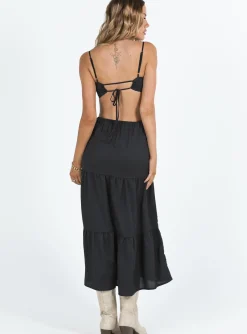 Princess Polly Oswell Maxi Dress  Black New