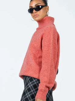 Princess Polly Oswin Turtleneck Sweater Orange Clearance