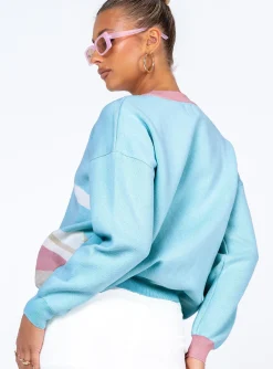 Princess Polly Over The Horizon Sweater Blue Clearance