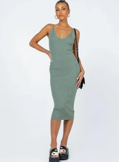 Princess Polly Oxford Midi Dress  Green Cheap
