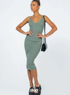 Princess Polly Oxford Midi Dress Green Cheap