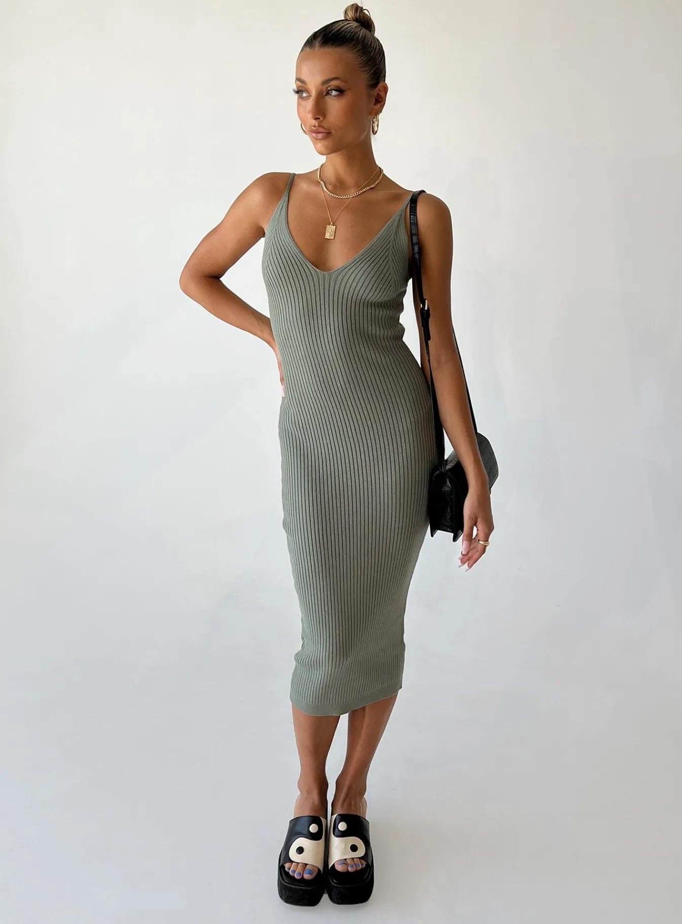Princess Polly Oxford Midi Dress Green Cheap