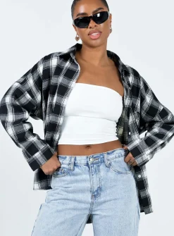 Princess Polly Oxley Shirt Black / White   Black/White Sale