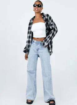 Princess Polly Oxley Shirt Black / White   Black/White Sale