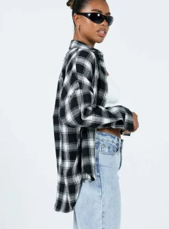 Princess Polly Oxley Shirt Black / White   Black/White Sale