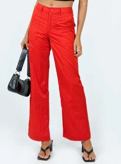 Princess Polly Pagden Nylon Cargo Pants  Red Cheap