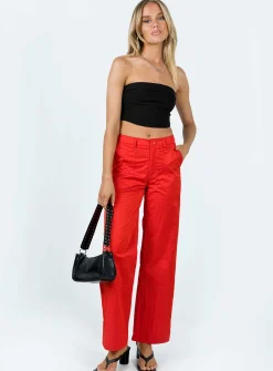 Princess Polly Pagden Nylon Cargo Pants  Red Cheap