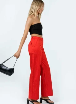 Princess Polly Pagden Nylon Cargo Pants  Red Cheap