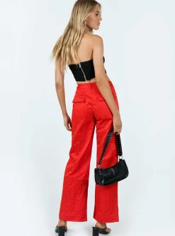 Princess Polly Pagden Nylon Cargo Pants  Red Cheap