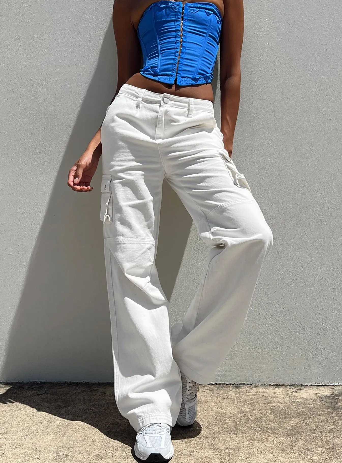 Princess Polly Paige Mid Rise Cargo Jean White Best