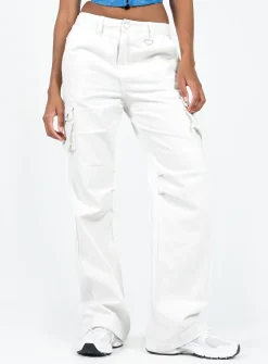 Princess Polly Paige Mid Rise Cargo Jean  White Best