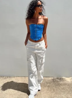 Princess Polly Paige Mid Rise Cargo Jean White Best