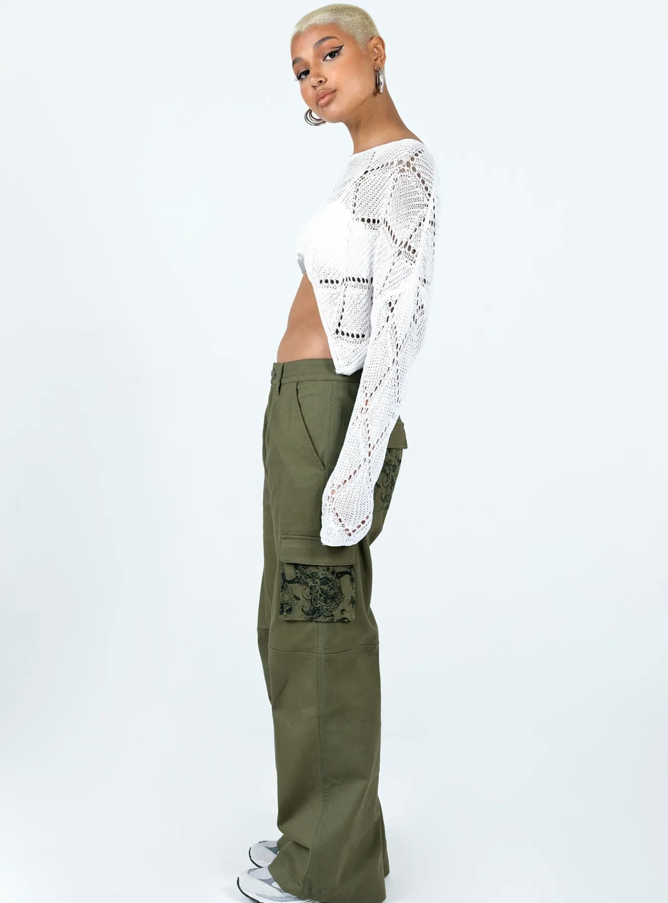 Princess Polly Paisley Tattoo Cargo Pants Khaki Hot
