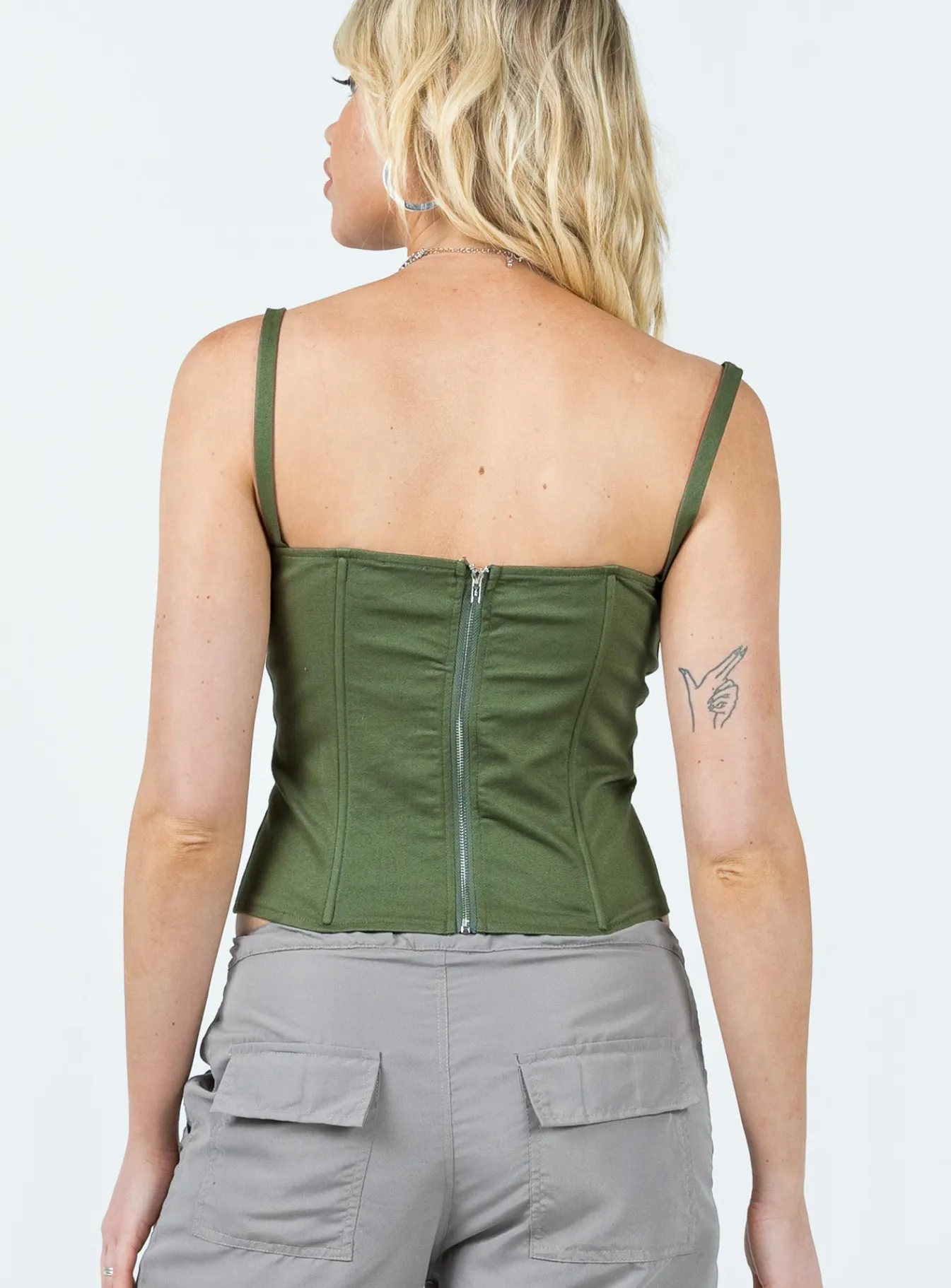 Princess Polly Paisley Tattoo Corset Top Khaki Discount