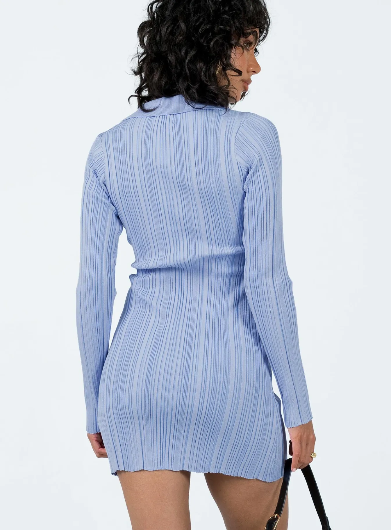 Princess Polly Palermo Long Sleeve Mini Dress Blue Flash Sale