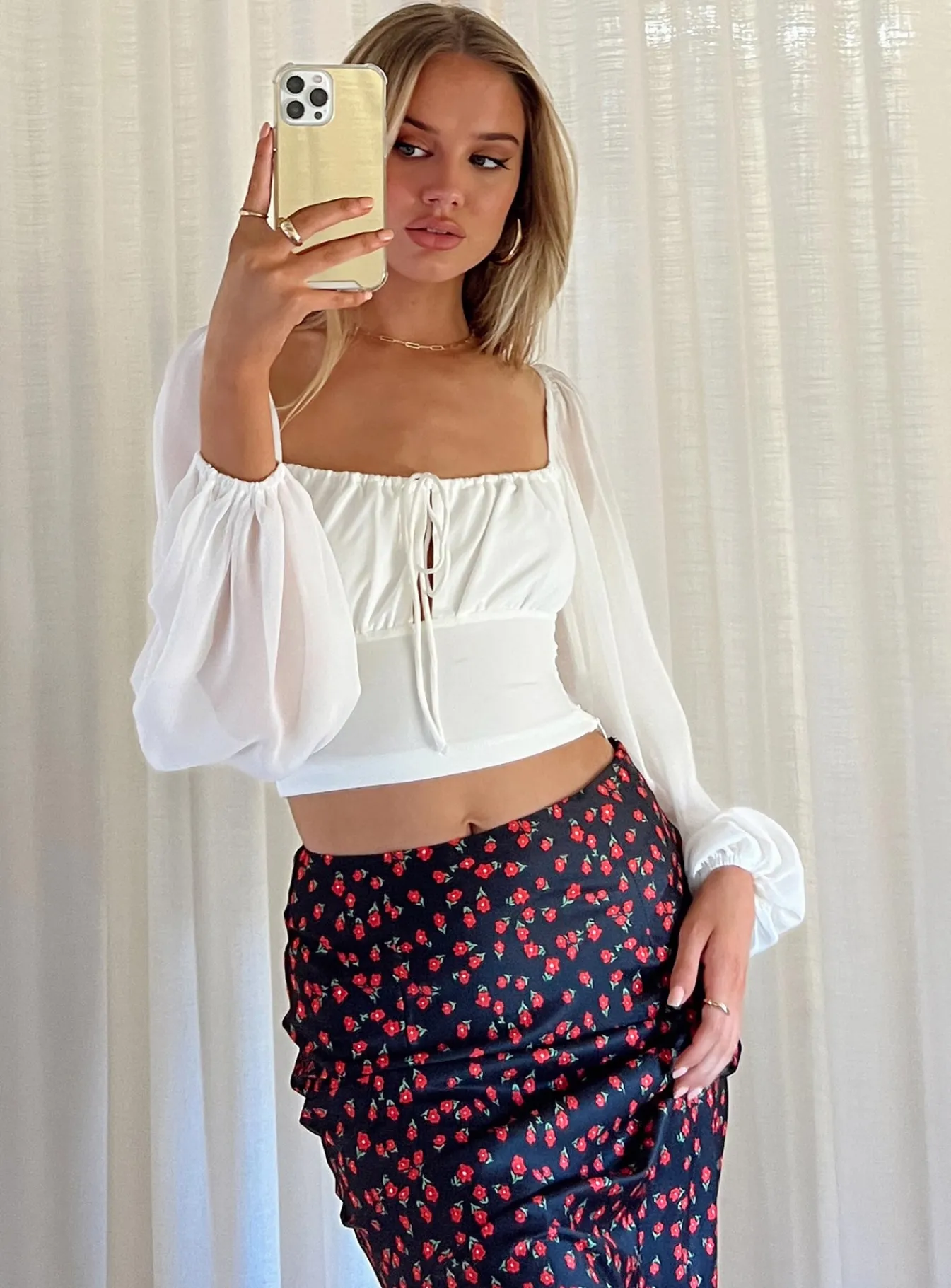 Princess Polly Paley Long Sleeve Top White Sale