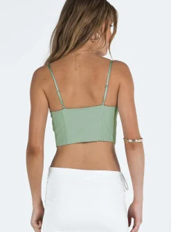 Princess Polly Palisade Corset Top Green Flash Sale