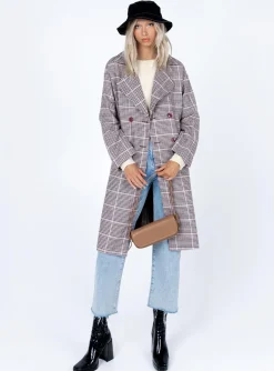 Princess Polly Parisa Winter Check Coat  Multi Outlet