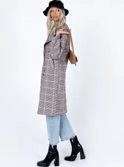 Princess Polly Parisa Winter Check Coat  Multi Outlet