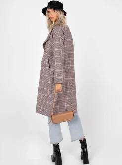 Princess Polly Parisa Winter Check Coat  Multi Outlet