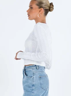 Princess Polly Parklane Long Sleeve Top  White Flash Sale