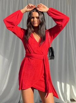 Princess Polly Party Time Mini Dress  Red Sale