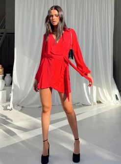 Princess Polly Party Time Mini Dress  Red Sale